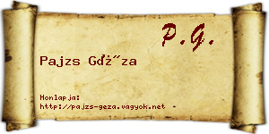 Pajzs Géza névjegykártya